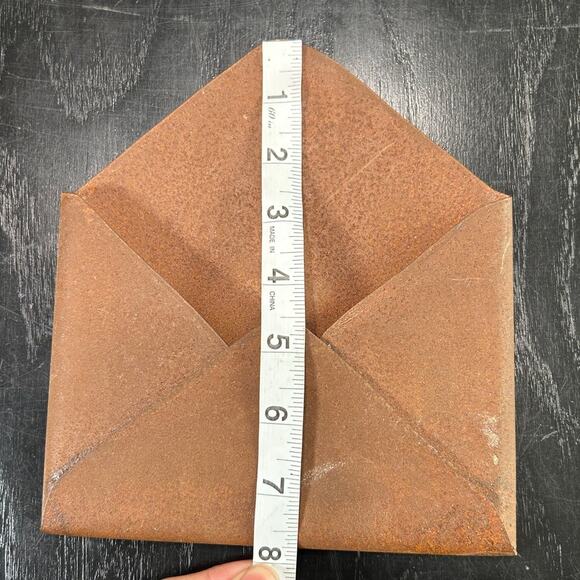 Metal Decor- Wall Hanging- Rusted brown metal wall pocket- envelope- 7x8" - Picture 4 of 5